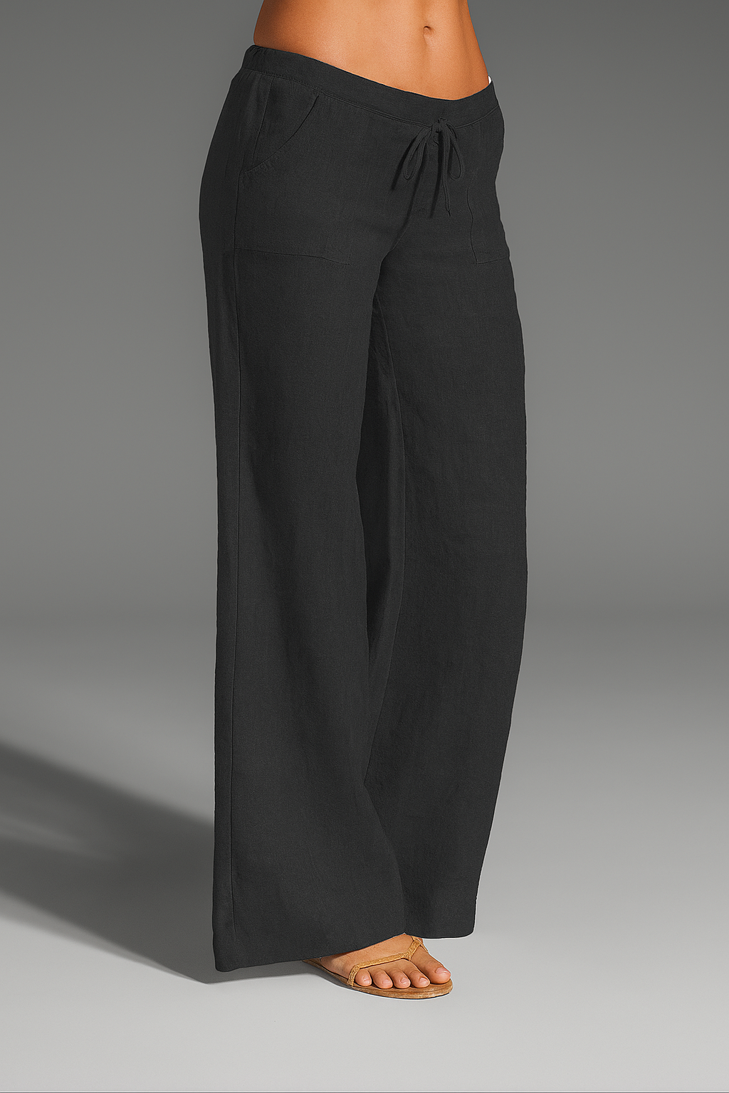Women's Wide Leg Linen Trousers With Drawstring