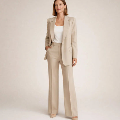 Women's Wide-Leg Tailored Blazer Trouser Suit Set