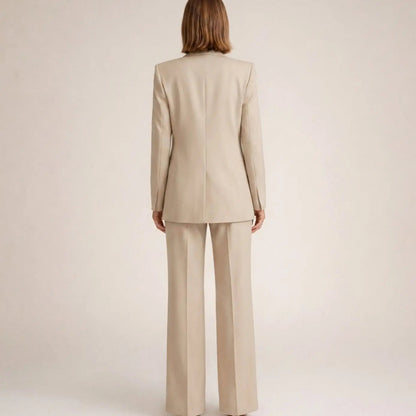 Women's Wide-Leg Tailored Blazer Trouser Suit Set