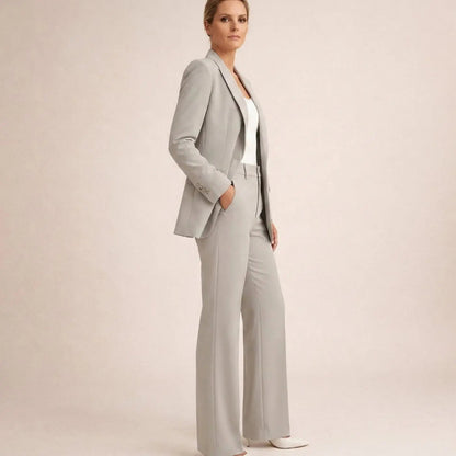 Women's Wide-Leg Tailored Blazer Trouser Suit Set