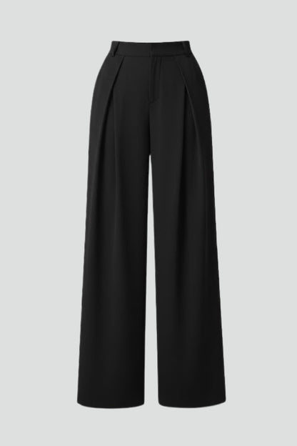 Women’s Wide Leg Trousers with Pleated Waist and High Rise