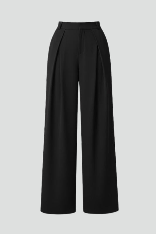 Women’s Wide Leg Trousers with Pleated Waist and High Rise