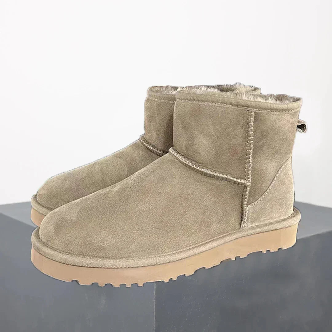 Women's Winter Ankle Boots with Sheepskin Suede Mini Platform