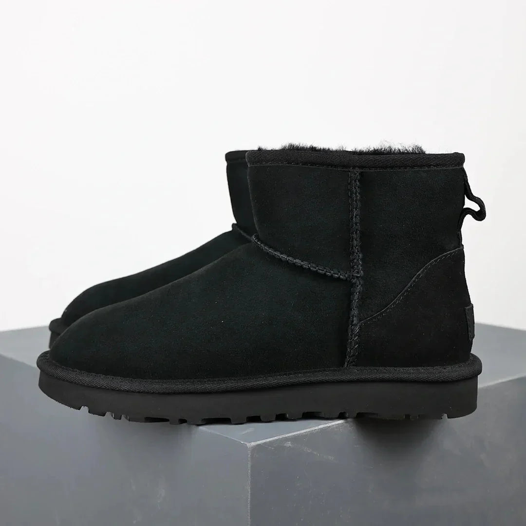 Women's Winter Ankle Boots with Sheepskin Suede Mini Platform