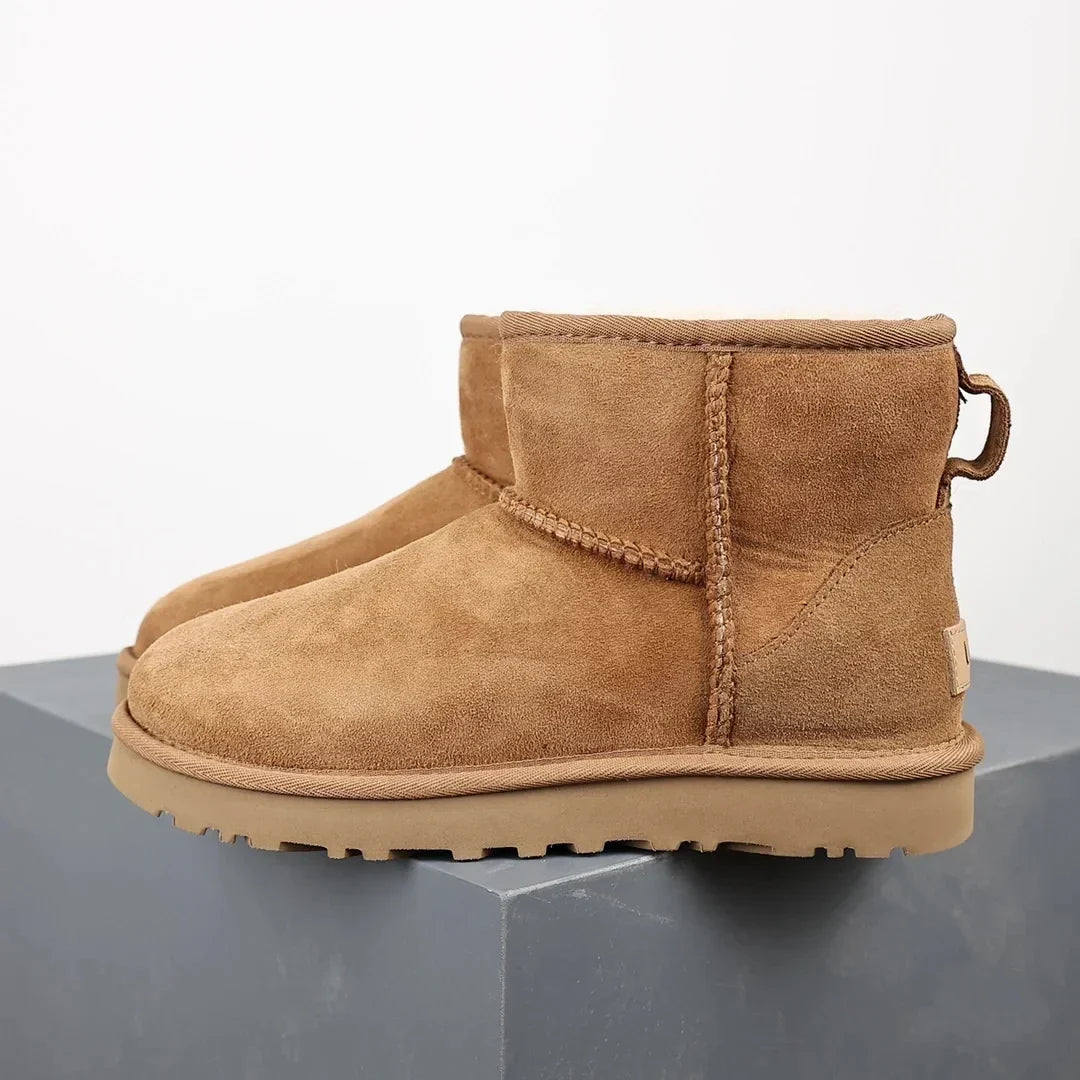 Women's Winter Ankle Boots with Sheepskin Suede Mini Platform