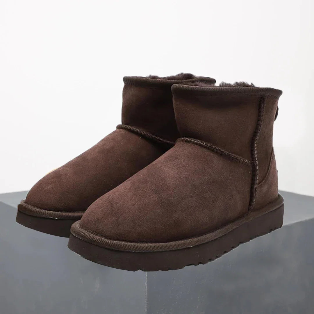 Women's Winter Ankle Boots with Sheepskin Suede Mini Platform