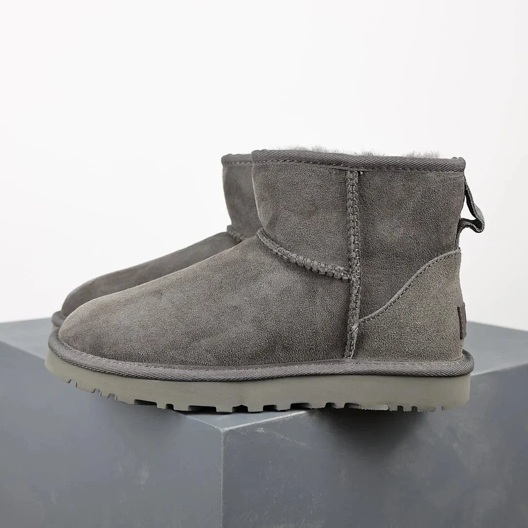 Women's Winter Ankle Boots with Sheepskin Suede Mini Platform