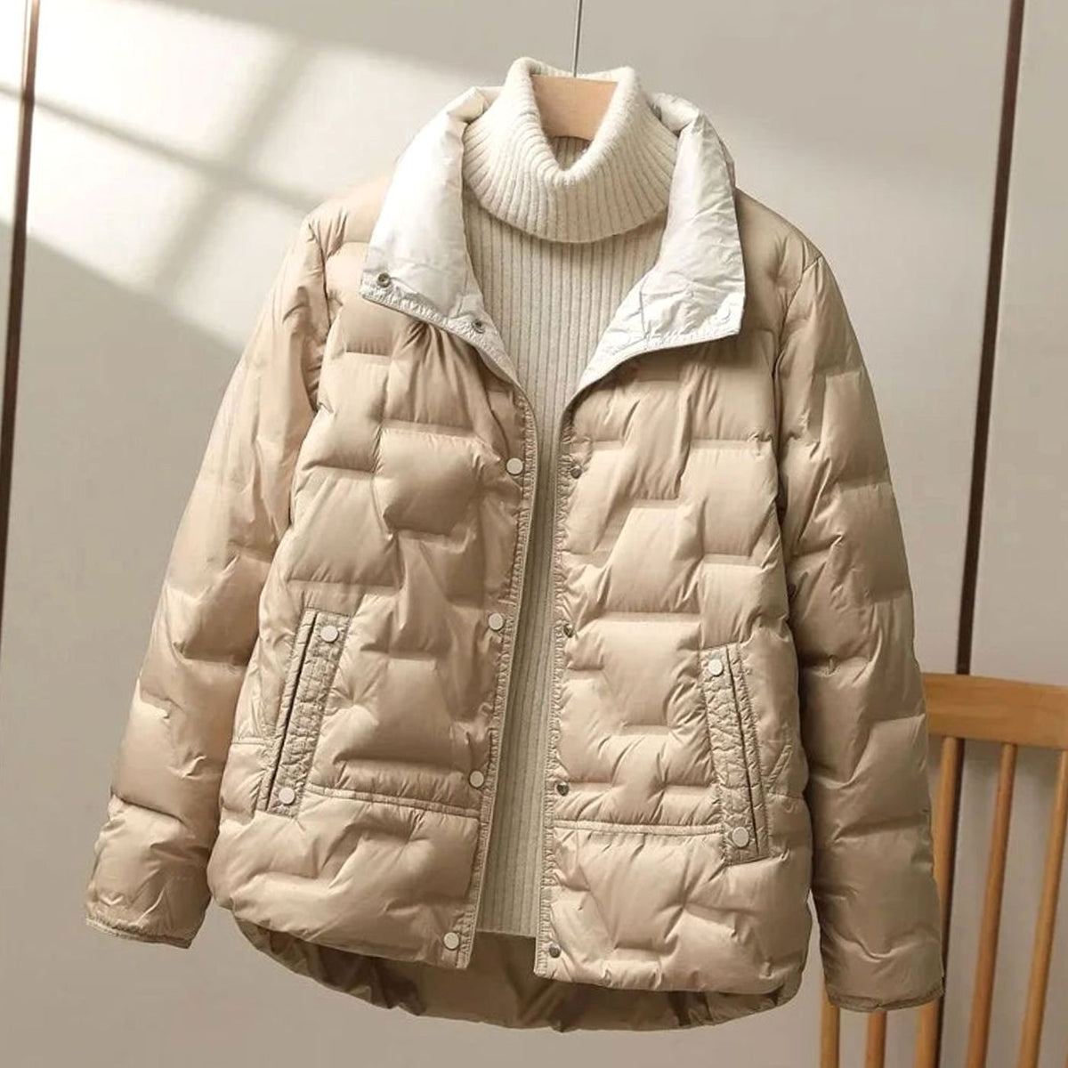 Women's Winter Quilted Down Puffer Coat High Stand Collar