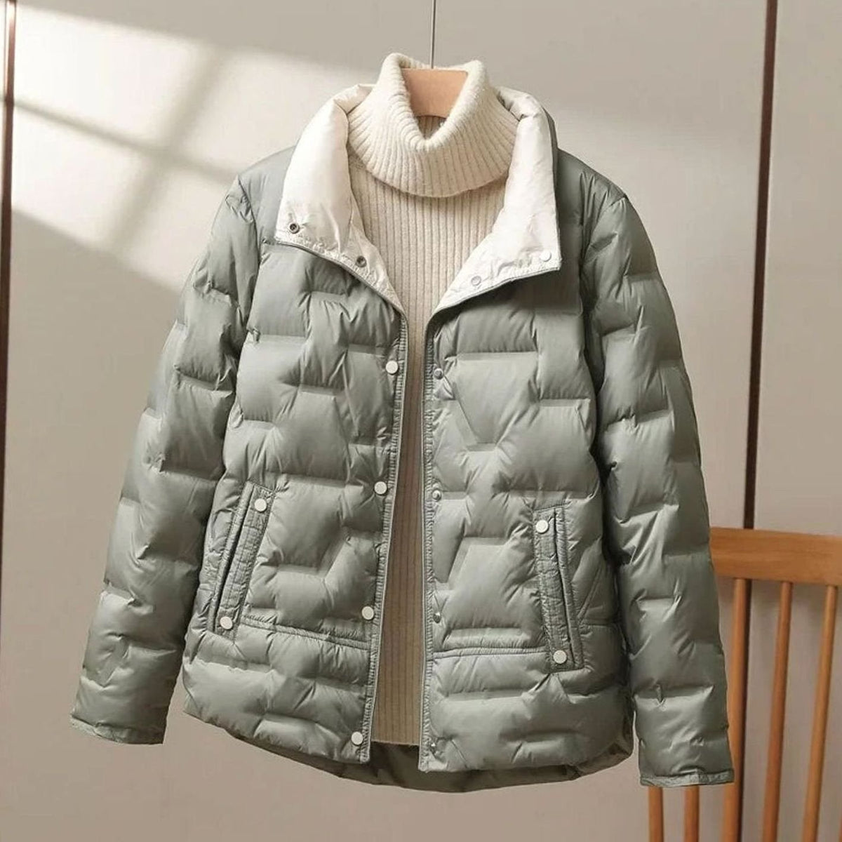Women's Winter Quilted Down Puffer Coat High Stand Collar