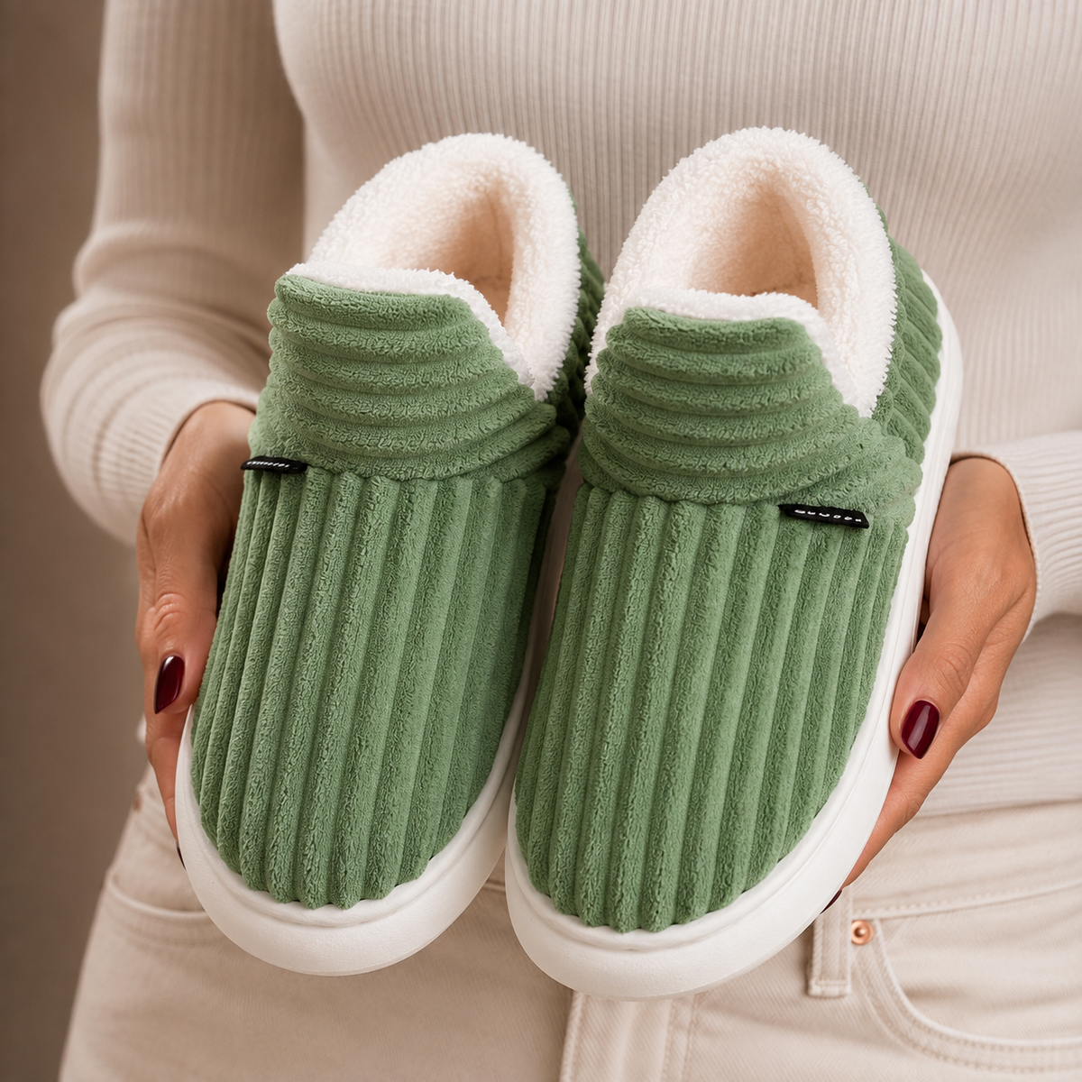 Women's Winter Slippers with Fleece Lining and Slip On Design