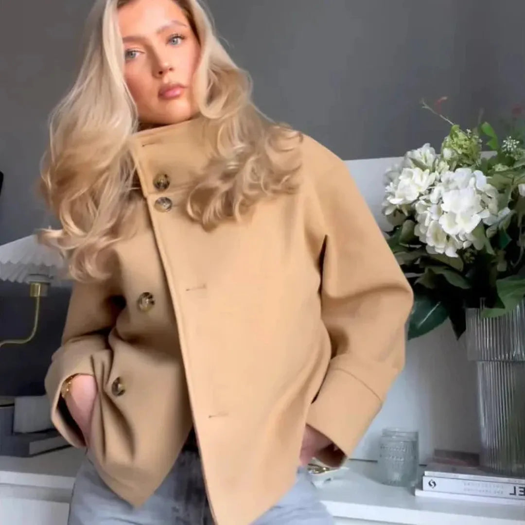 Women's Wool Blend High Collar Jacket