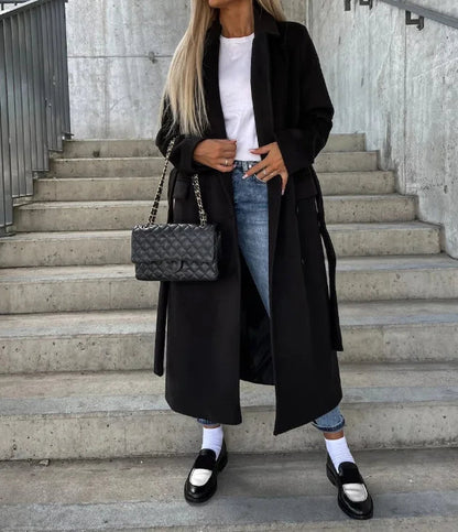Women's Wool-Effect Longline Trench Coat