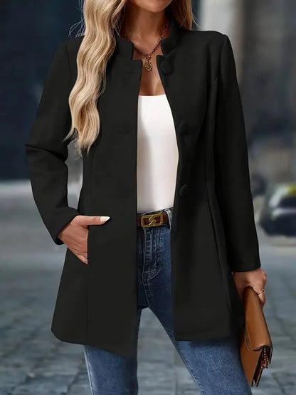 Women's Wool Effect Stand Collar Coat