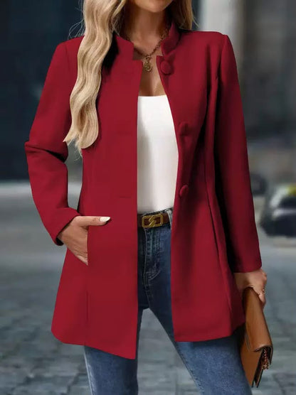 Women's Wool Effect Stand Collar Coat