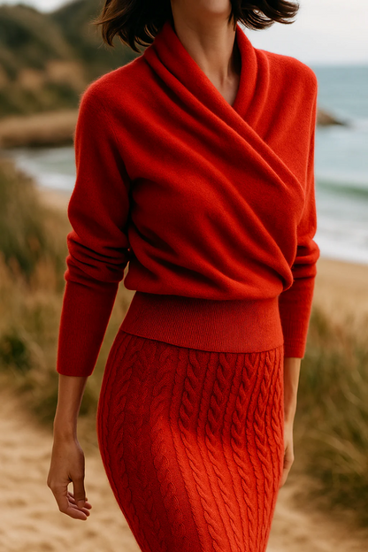 Women's Wrap V-Neck Luxury Knit Sweater