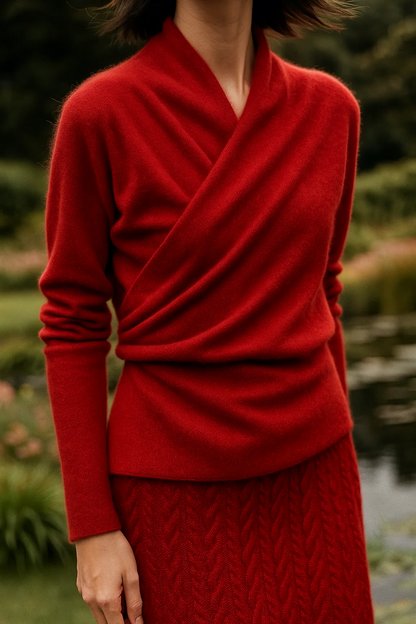 Women's Wrap V-Neck Luxury Knit Sweater