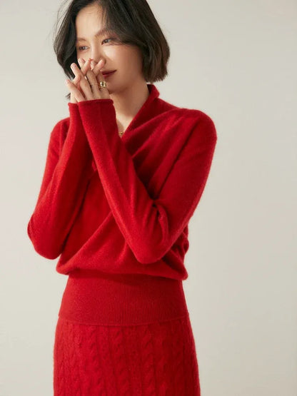 Women's Wrap V-Neck Luxury Knit Sweater