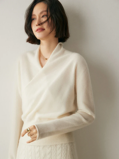 Women's Wrap V-Neck Luxury Knit Sweater