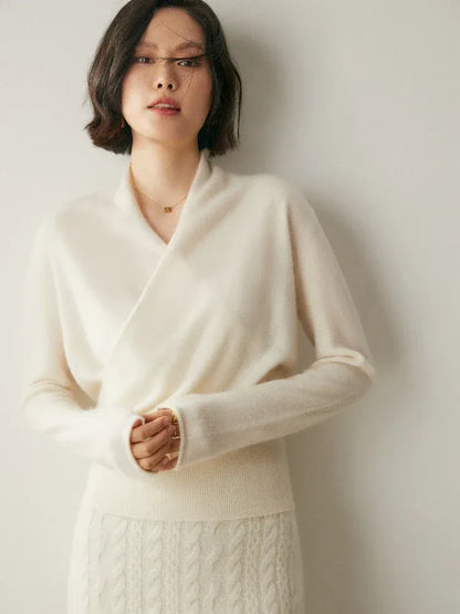 Women's Wrap V-Neck Luxury Knit Sweater
