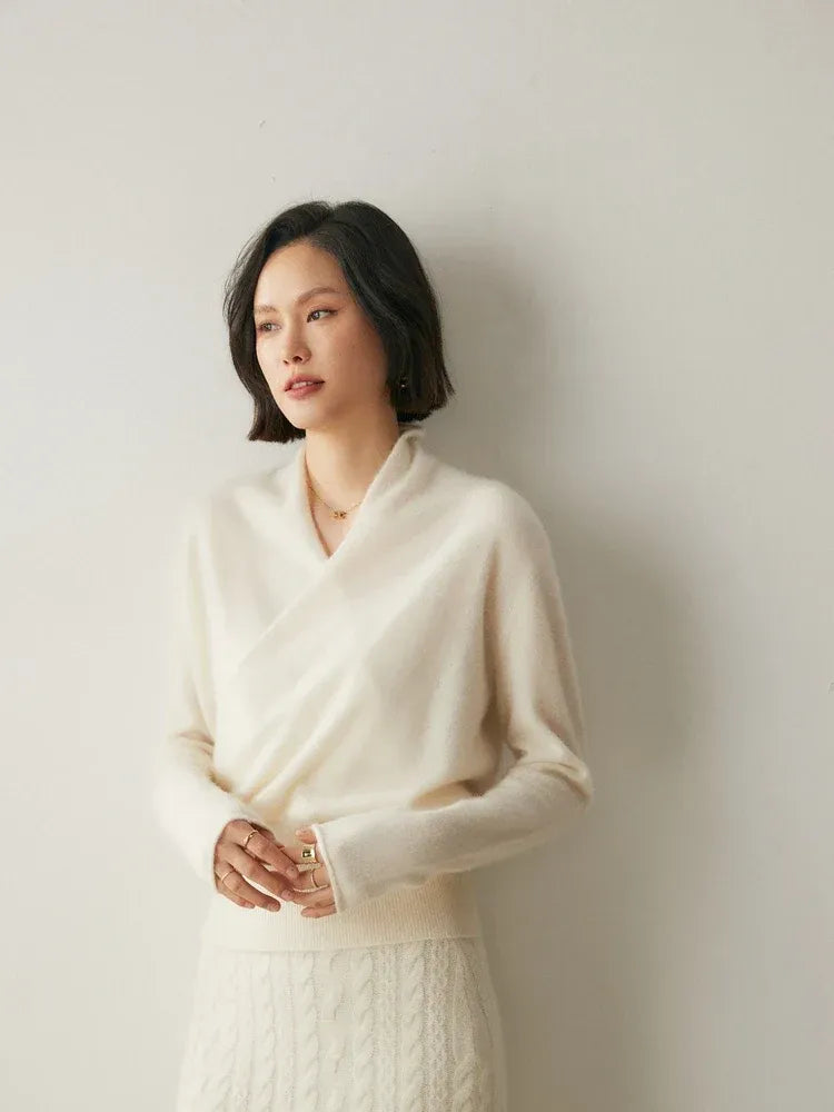 Women's Wrap V-Neck Luxury Knit Sweater