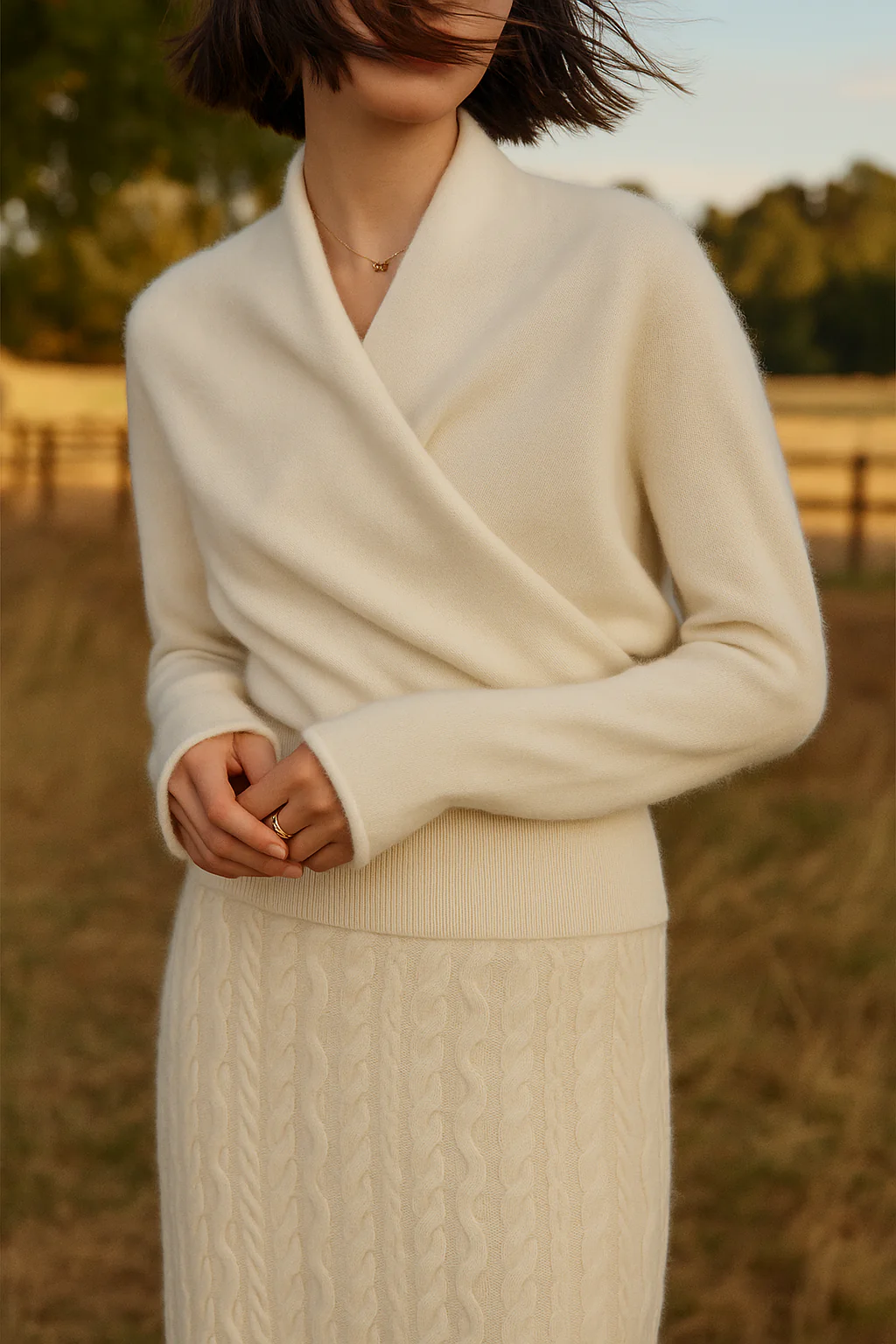 Women's Wrap V-Neck Luxury Knit Sweater