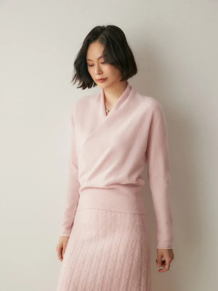 Women's Wrap V-Neck Luxury Knit Sweater