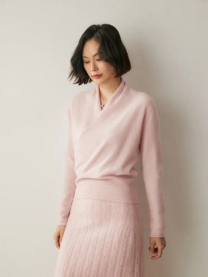 Women's Wrap V-Neck Luxury Knit Sweater