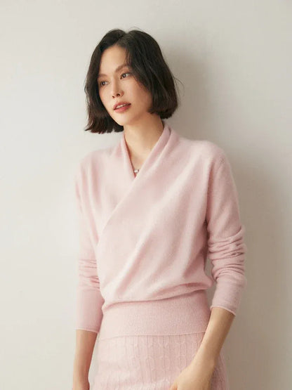 Women's Wrap V-Neck Luxury Knit Sweater