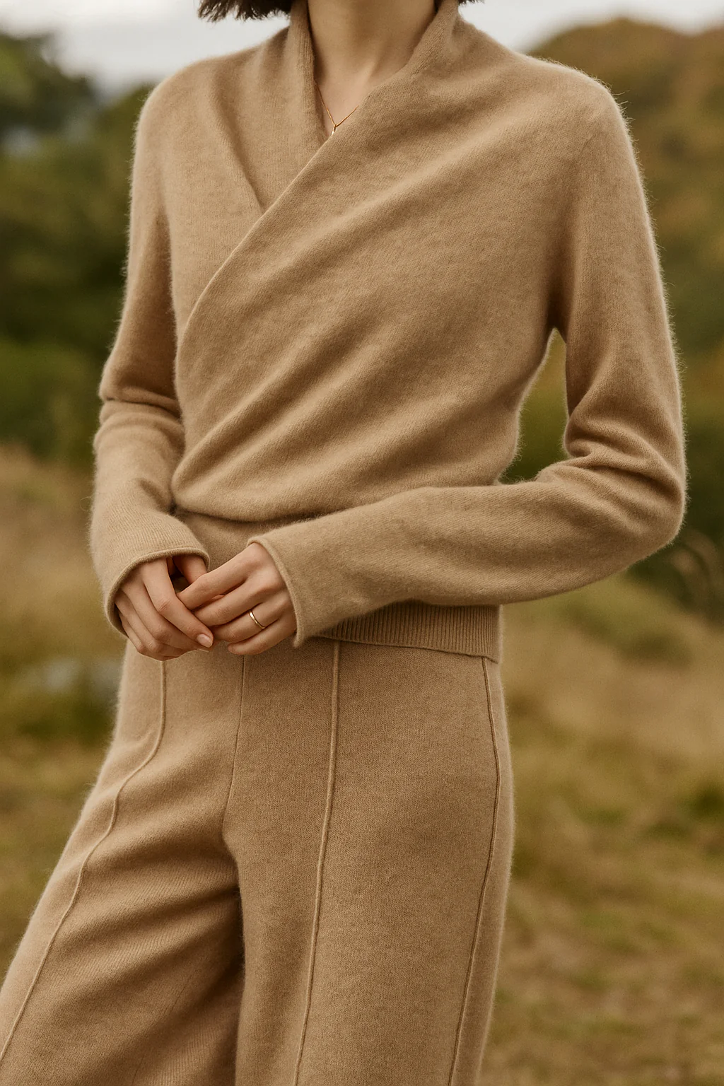 Women's Wrap V-Neck Luxury Knit Sweater