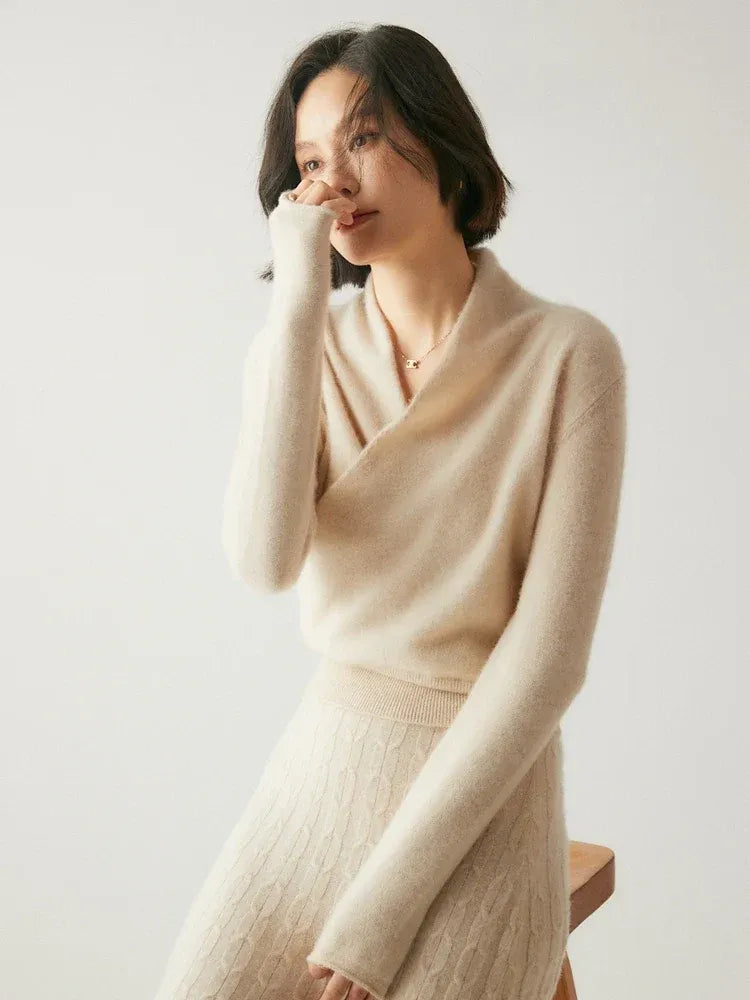 Women's Wrap V-Neck Luxury Knit Sweater