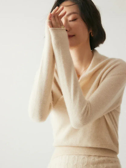 Women's Wrap V-Neck Luxury Knit Sweater