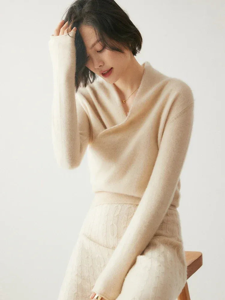 Women's Wrap V-Neck Luxury Knit Sweater