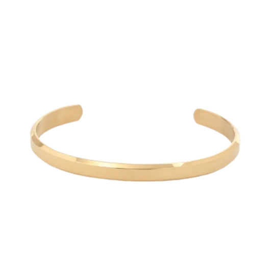 Gold-tone cuff bracelet for men by Ilynora, polished stainless steel open design