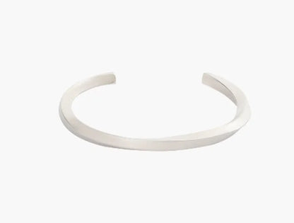 Silver-tone cuff bracelet for men by Ilynora, stainless steel open cuff design