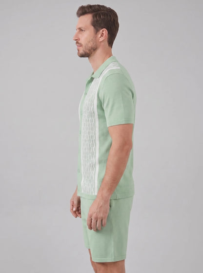 ILYNORA light green short sleeve shirt and shorts set side view