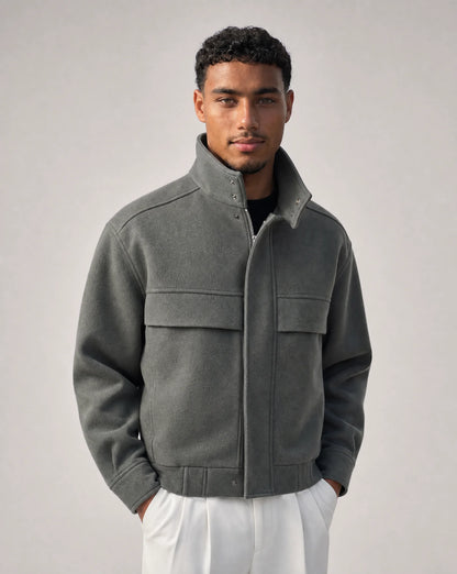 Men's Boxy Fit Collared Zip Jacket