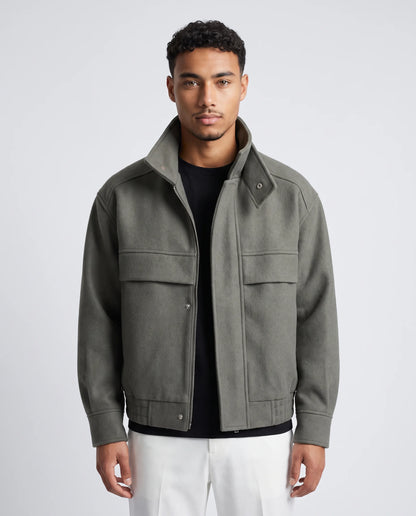 Men's Boxy Fit Collared Zip Jacket