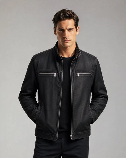 Men's Cotton Zip Jacket with Chest Pockets