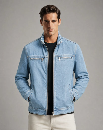 Men's Cotton Zip Jacket with Chest Pockets