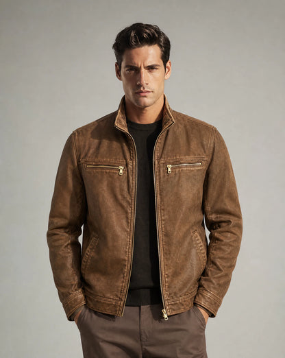Men's Cotton Zip Jacket with Chest Pockets