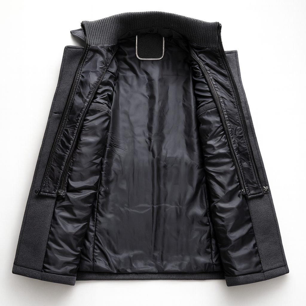 Men's Double Collar Coat with Knit Trim