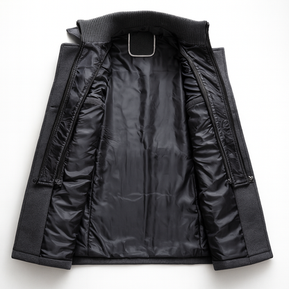 Men's Double Collar Coat with Knit Trim