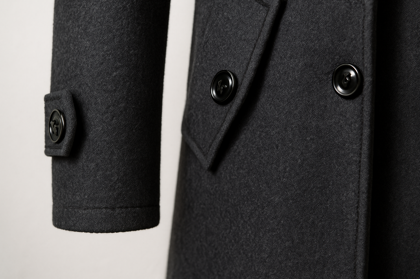 Men's Double Collar Coat with Knit Trim