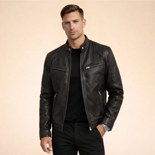Men's Faux Leather Biker Jacket