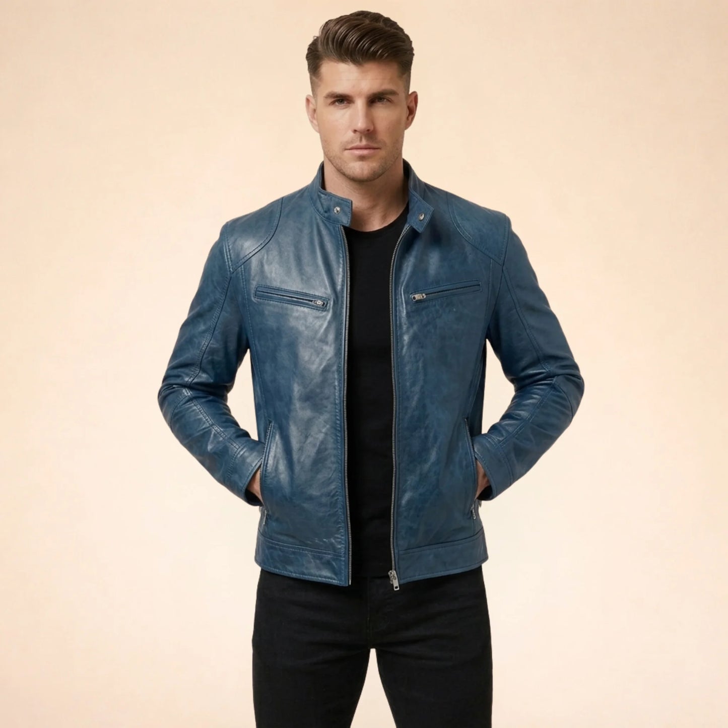 Men's Faux Leather Biker Jacket