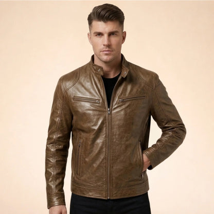 Men's Faux Leather Biker Jacket