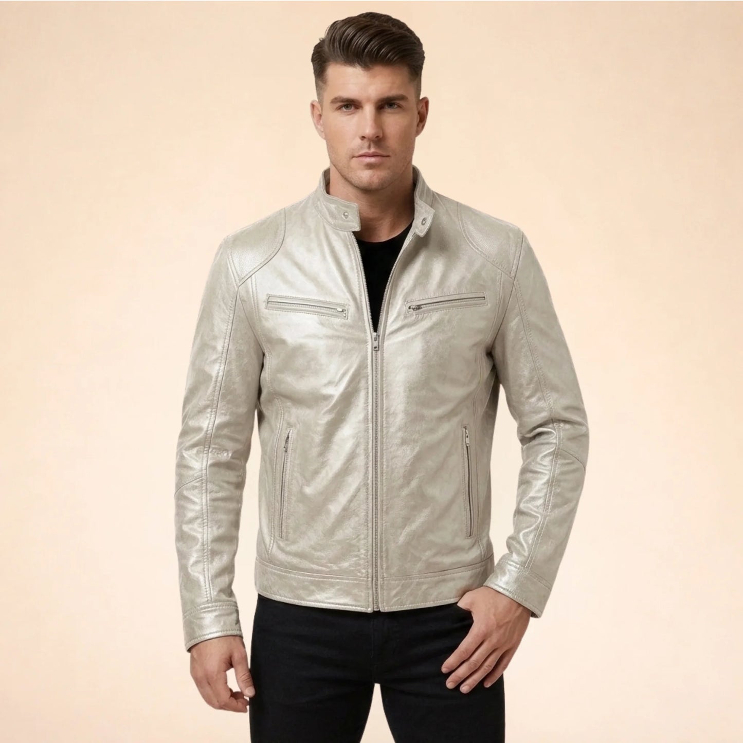 Men's Faux Leather Biker Jacket
