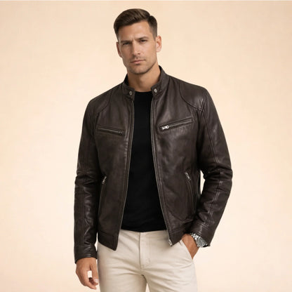 Men's Faux Leather Biker Jacket