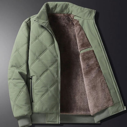 Men's Fleece-Lined Quilted Windproof Winter Jacket