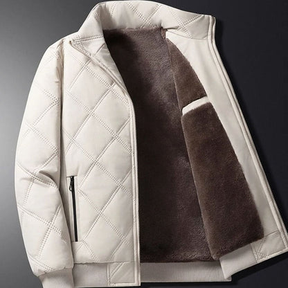 Men's Fleece-Lined Quilted Windproof Winter Jacket